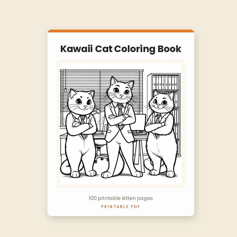 Kawaii Cat Coloring Book