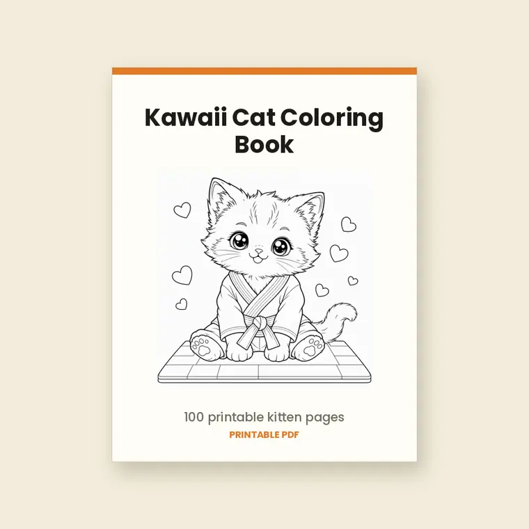 Kawaii Cat Coloring Book