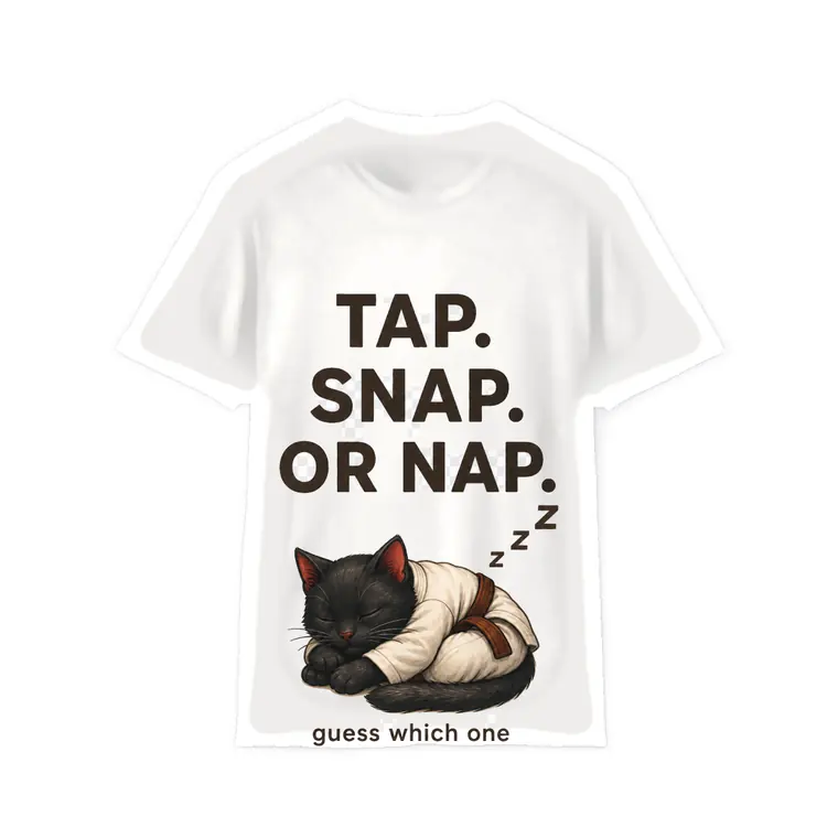 Tap. Snap. Or Nap. — Black Cat Tee